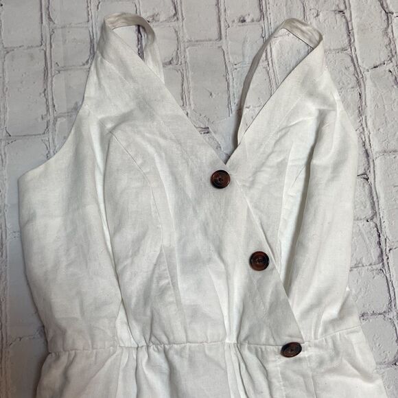 Maurices White Button-Up Linen-Blend Wrap Dress - Picture 4 of 9